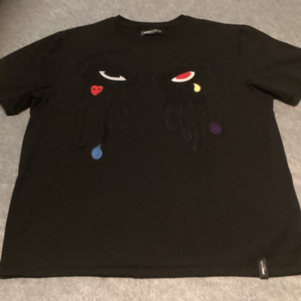 Men's Black Graphic Tee Dripping Eye Tear Drop by Roku.  (B7)